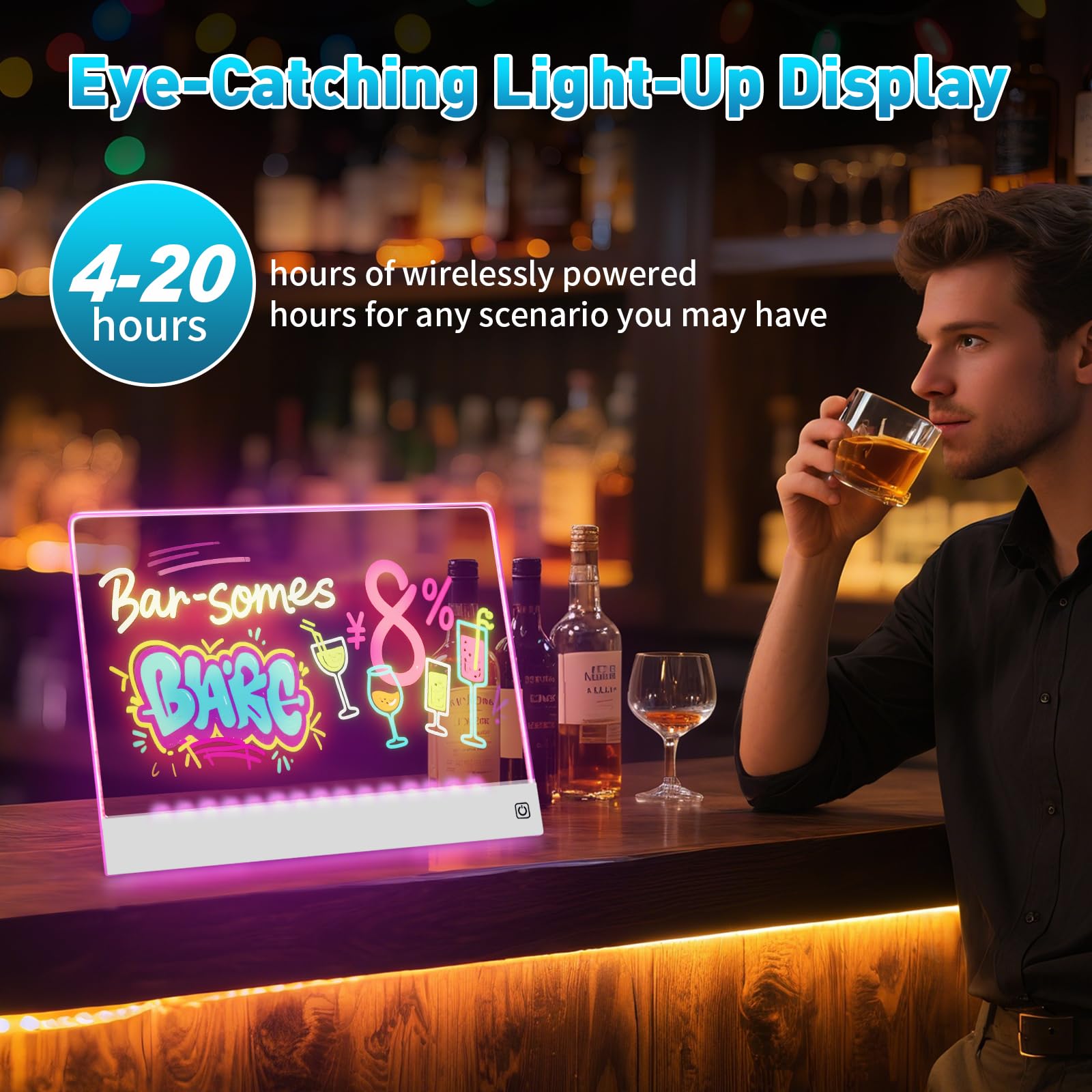 Yecuip LED note board with 7 RGB colors for vibrant glow art.