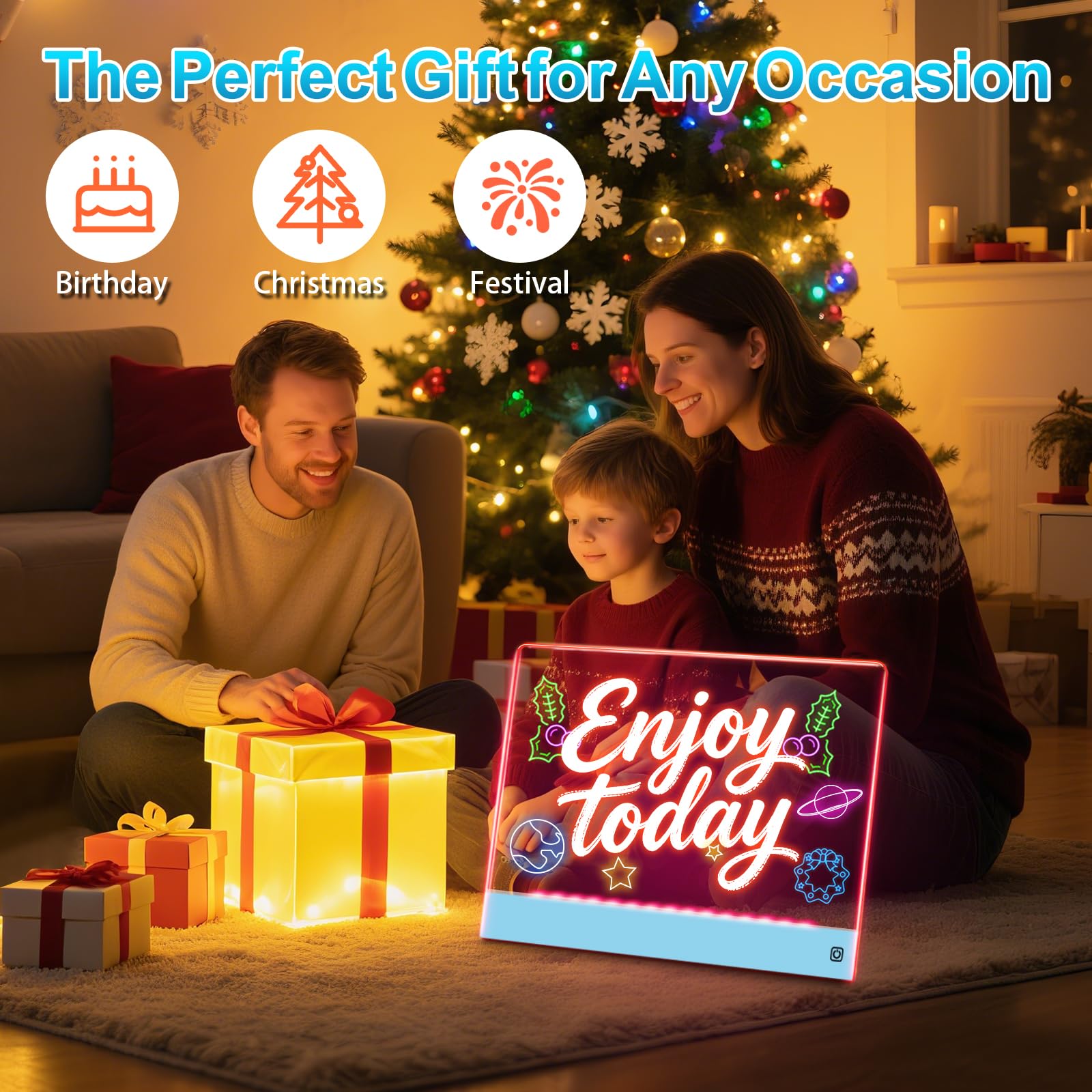 Yecuip neon art board doubles as festive decor and creative display.
