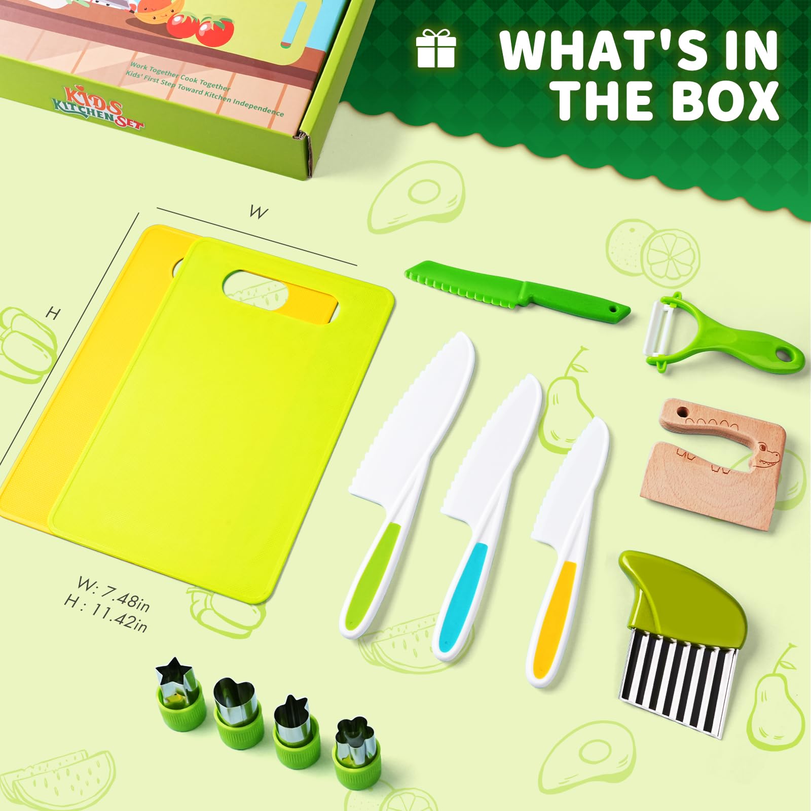 Yeeammk serrated toddler knives close-up, designed for safe cutting practice