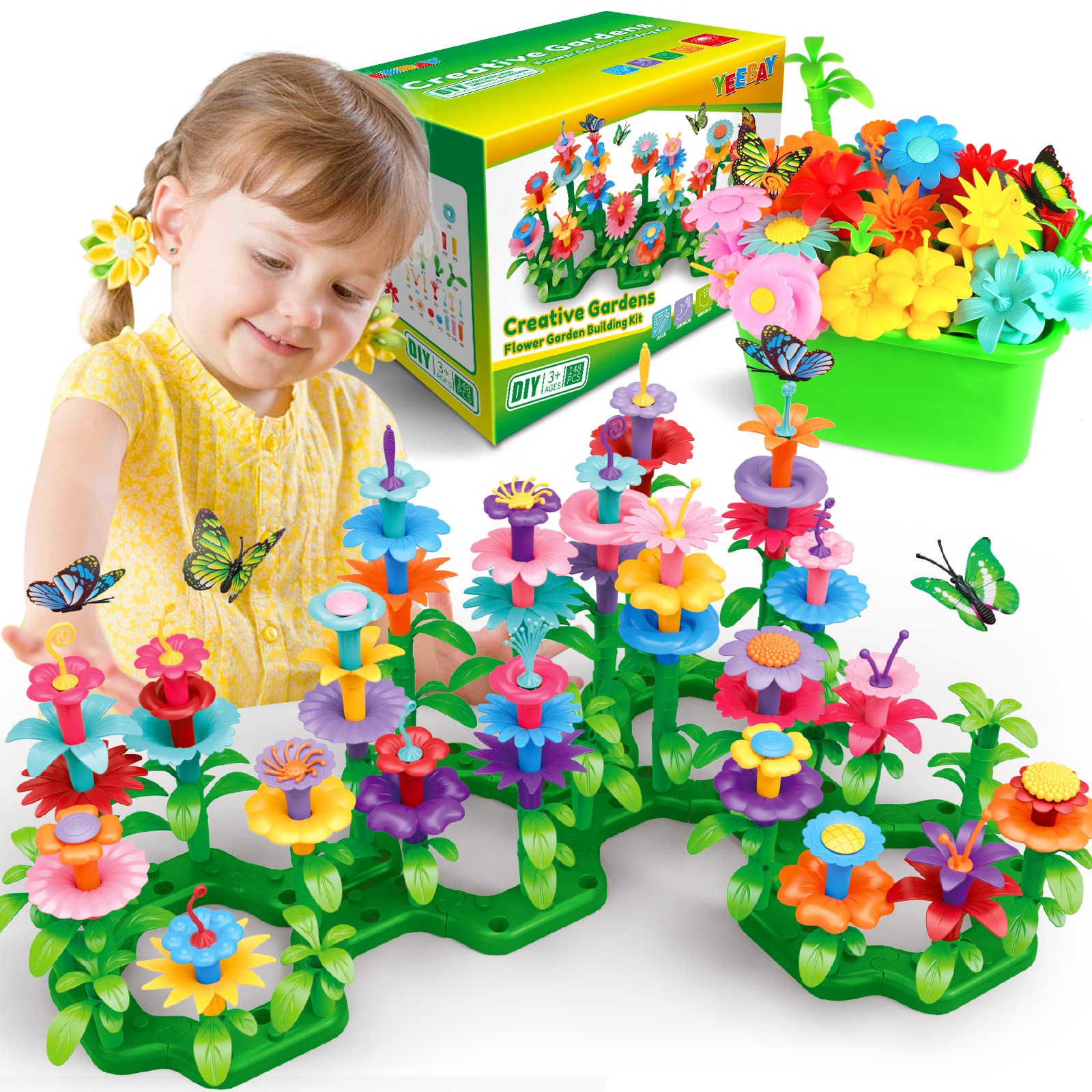 YEEBAY flower garden building pieces for creative play and color exploration
