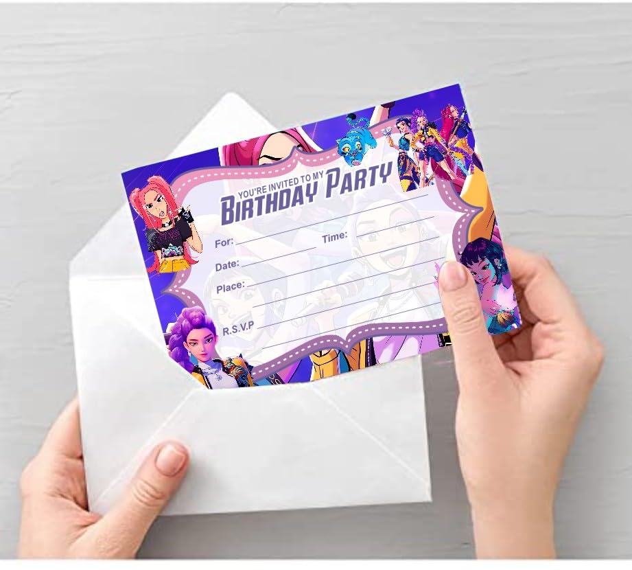 YEEFIGRO invitation card featuring Demon Movie Hunters design ideal for prep and personalization.