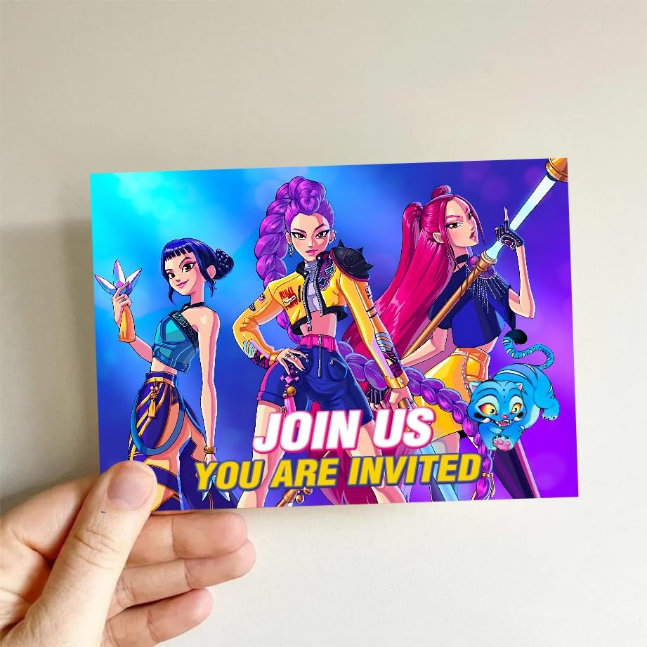 YEEFIGRO Demon Movie Hunters invitation set enhances party decor and guest experience.