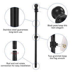 Yeesun wall-mount bracket flag pole keeping flag elevated and secure