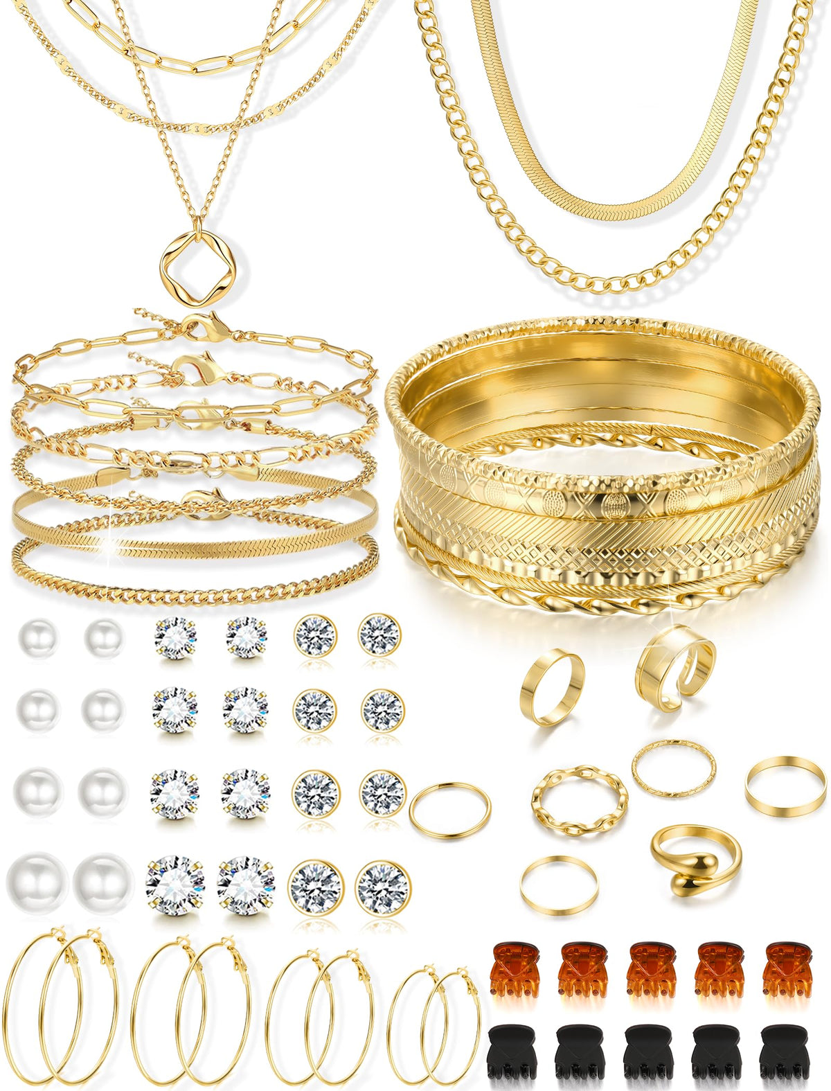 YEEZII gold jewelry set with layered necklaces for versatile daily styling