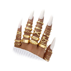 YEEZII gold knuckle rings set displayed for versatile daily stacking