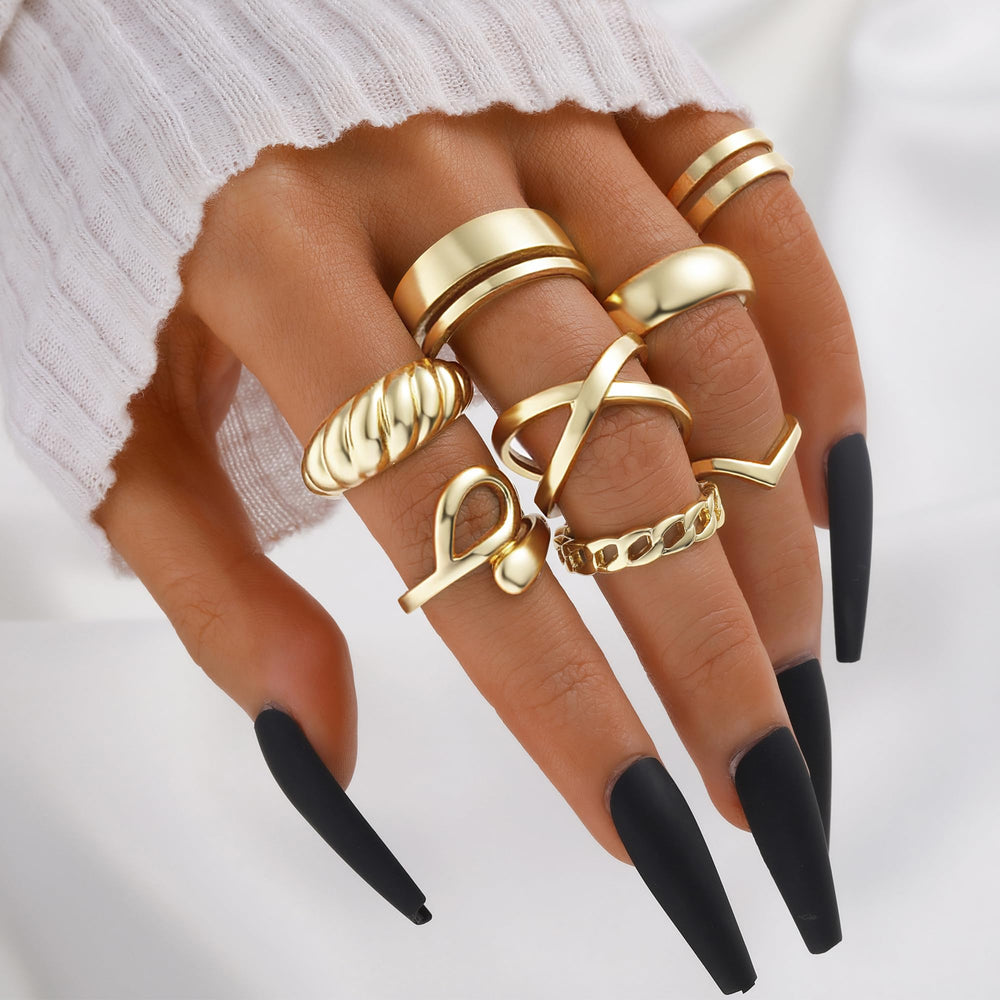 Rings laid out to highlight midi and regular size options