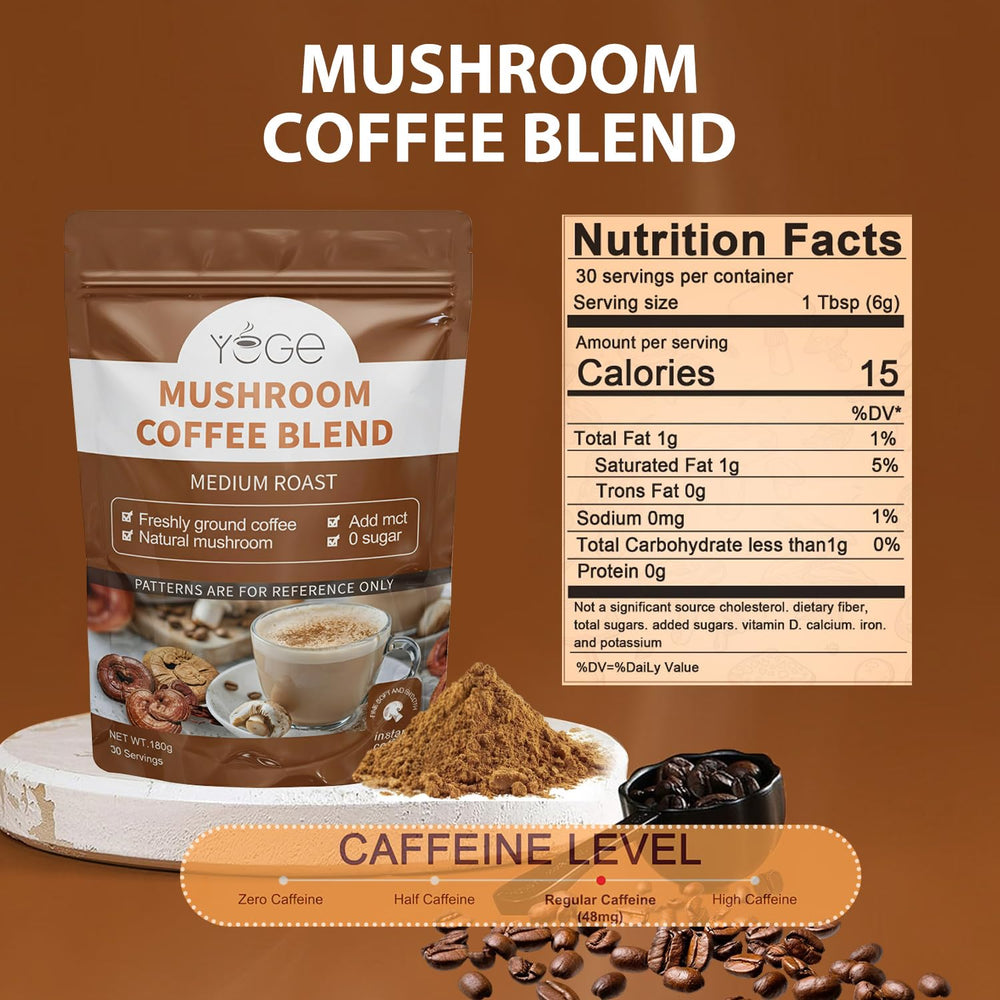 YEGE Mushroom Coffee cup steaming indicating morning focus.