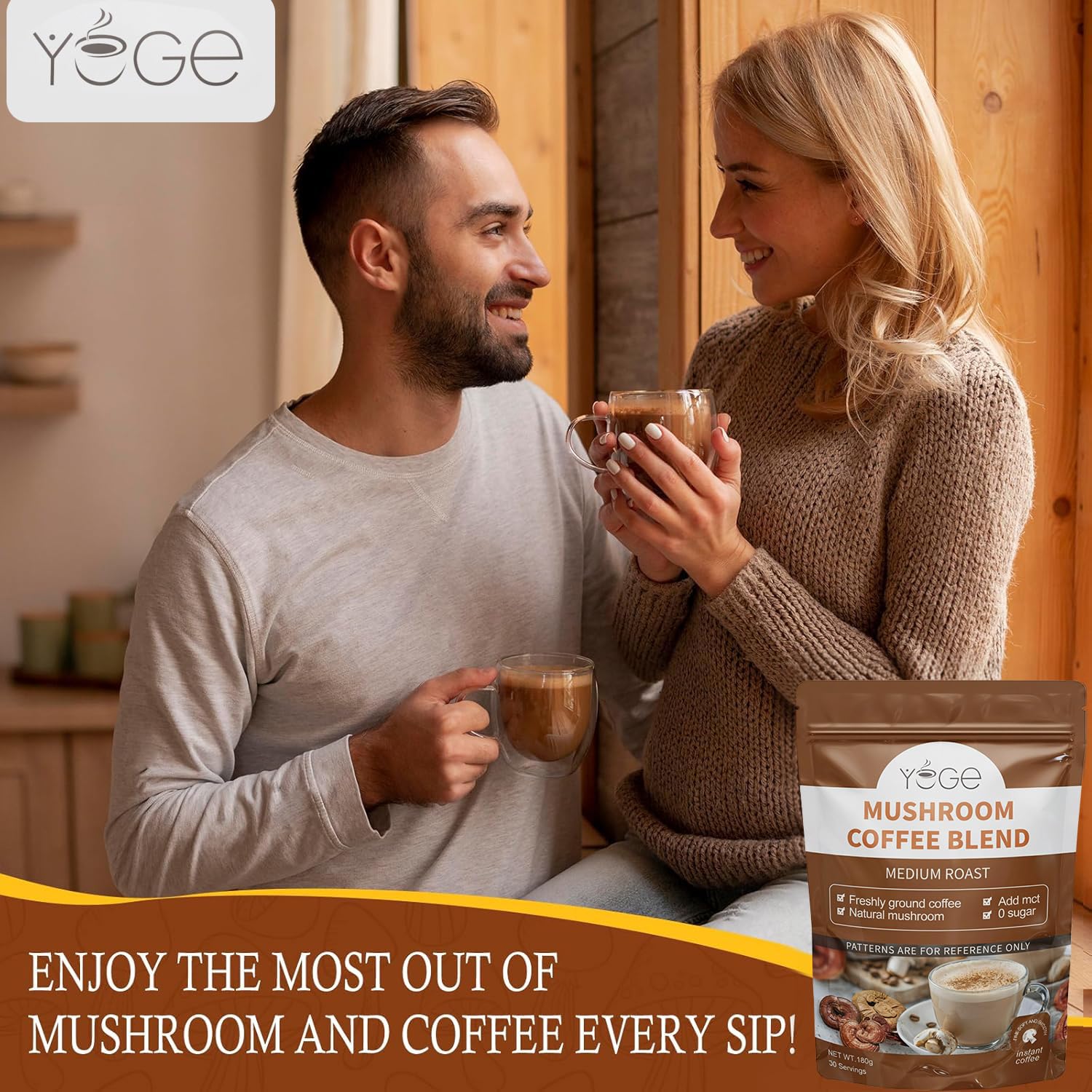 YEGE Instant mushroom coffee powder for fast, flavorful beverages.