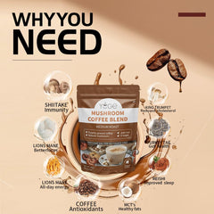 Scoop of YEGE Mushroom Coffee powder for quick, convenient prep.