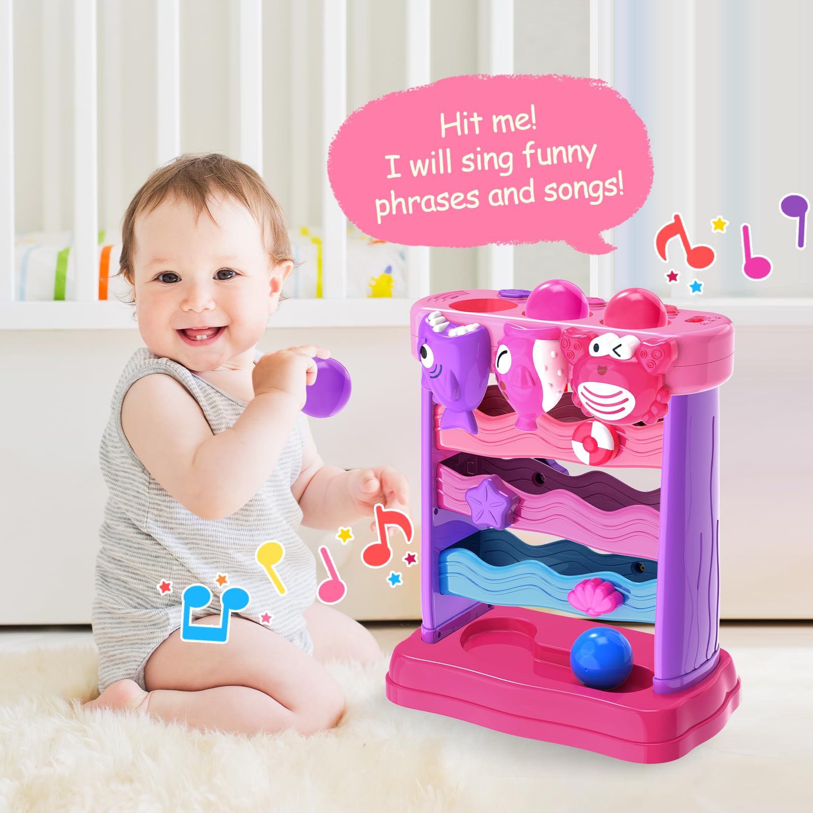 YEGEER feeding-mouth interaction triggers playful sounds and phrases for interactive learning.