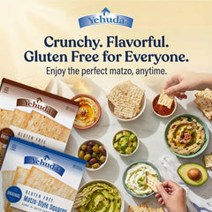 Yehuda gluten-free matzo toasted onion pack front, savory crunch for dips
