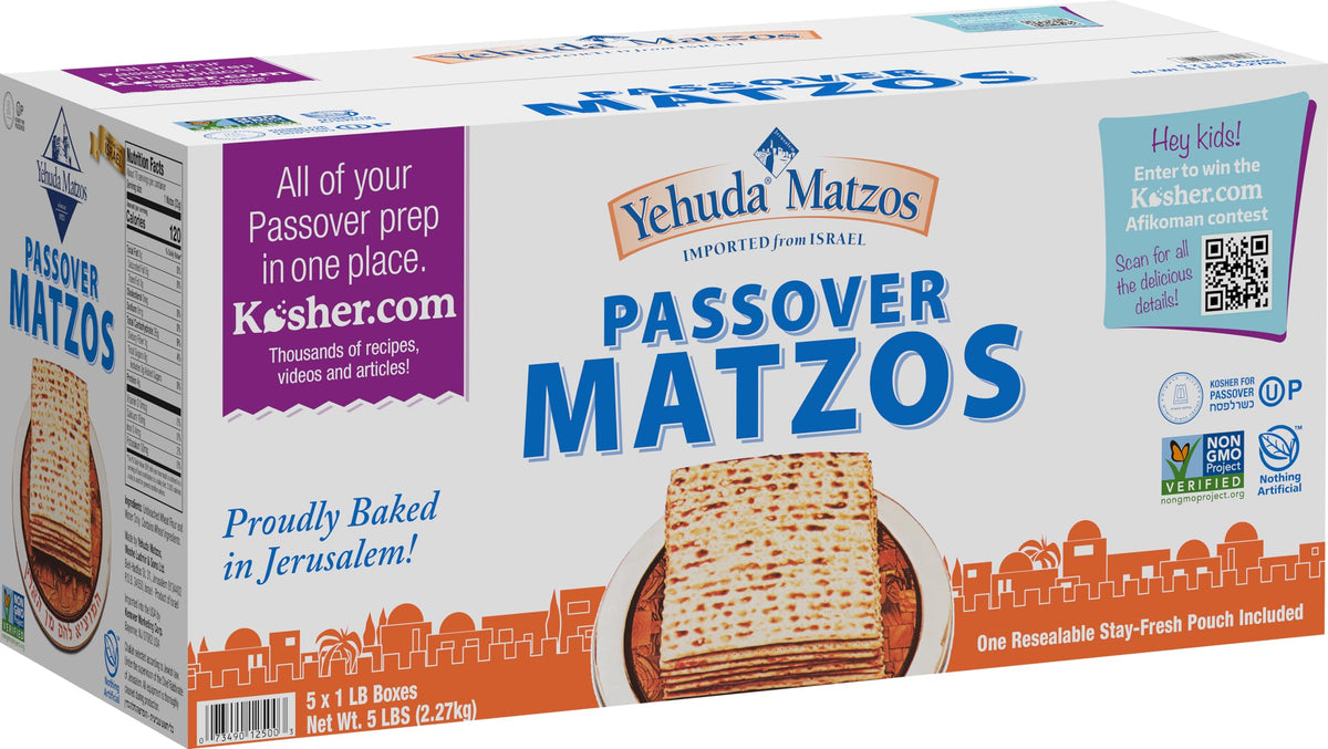 Yehuda Passover matzos front box with five-pack
