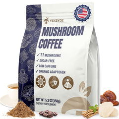 YEKBYOE Mushroom Coffee bag-front showing 11-mushroom blend for energy