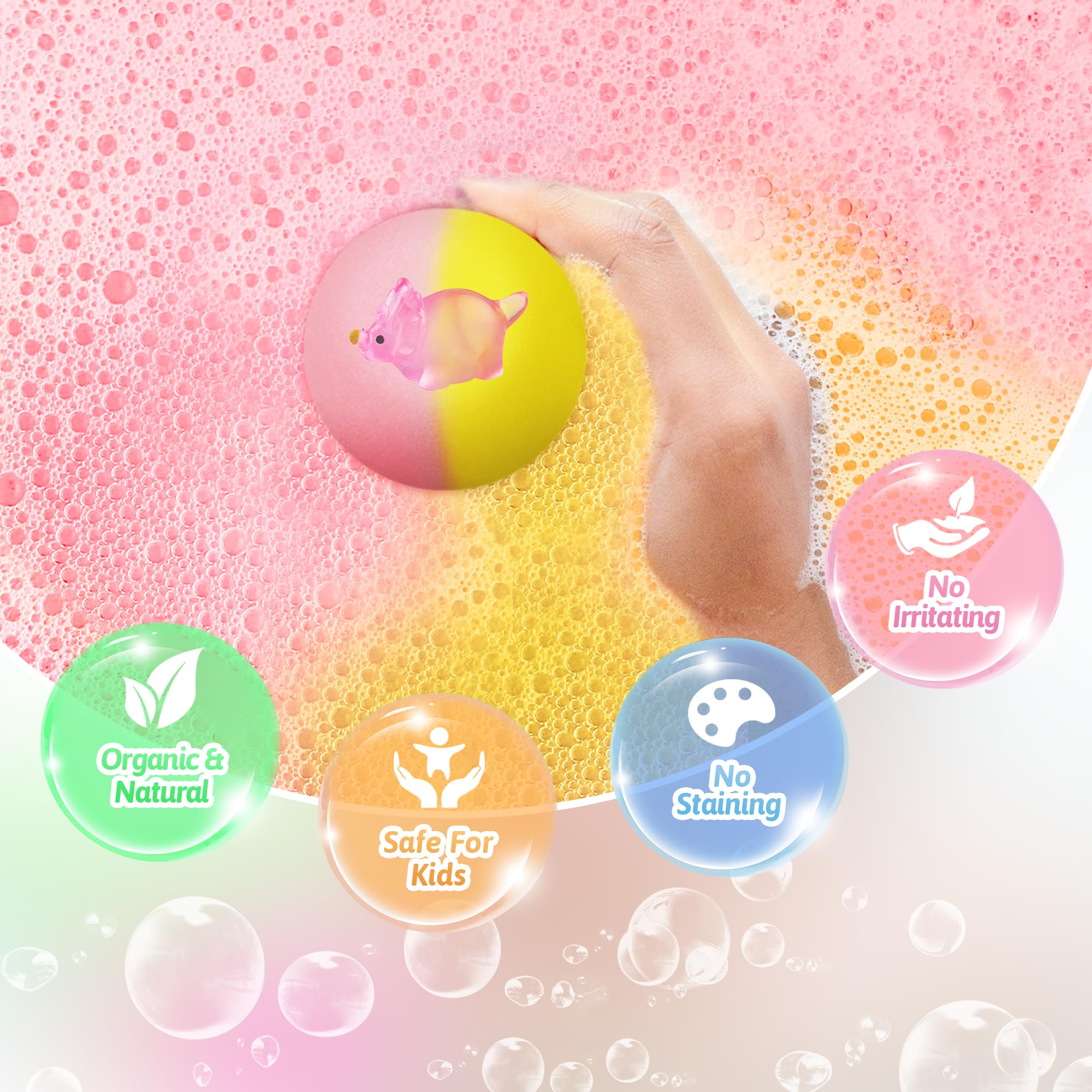 Yekery bath bombs create vibrant colors and bubbly fizz in the tub.