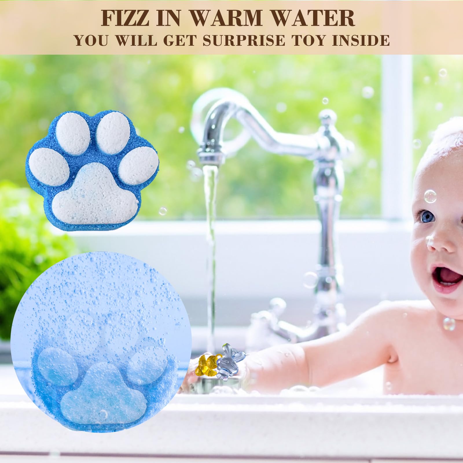 Yekery Paw Bath Bombs have a 1.4 inch diameter for easy dissolution.