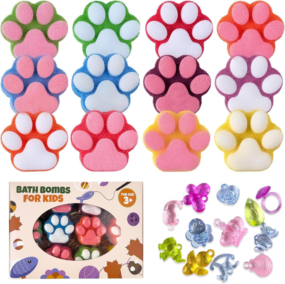 Yekery Paw Bath Bombs 12-pack packaging for gifting and kid fun.