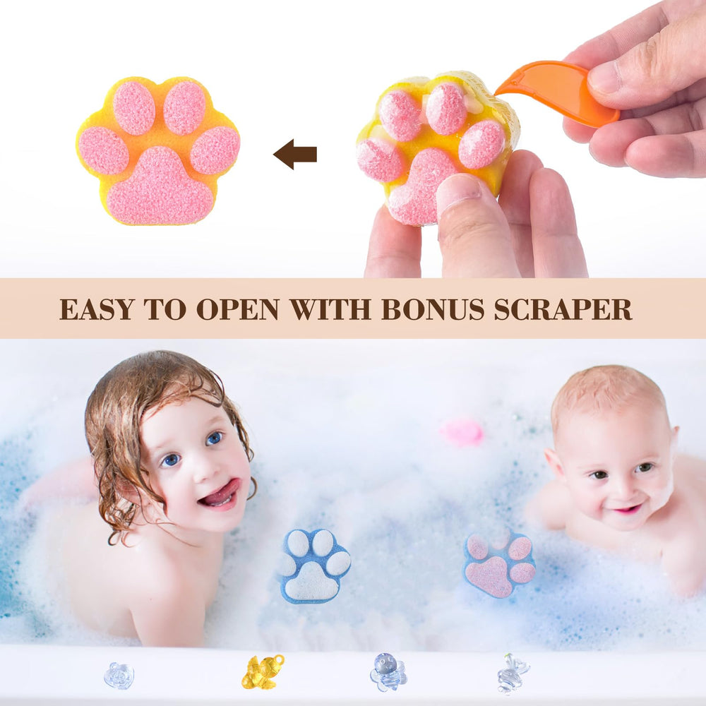 Yekery Paw Bath Bombs come in assorted scents for variety during bath time.