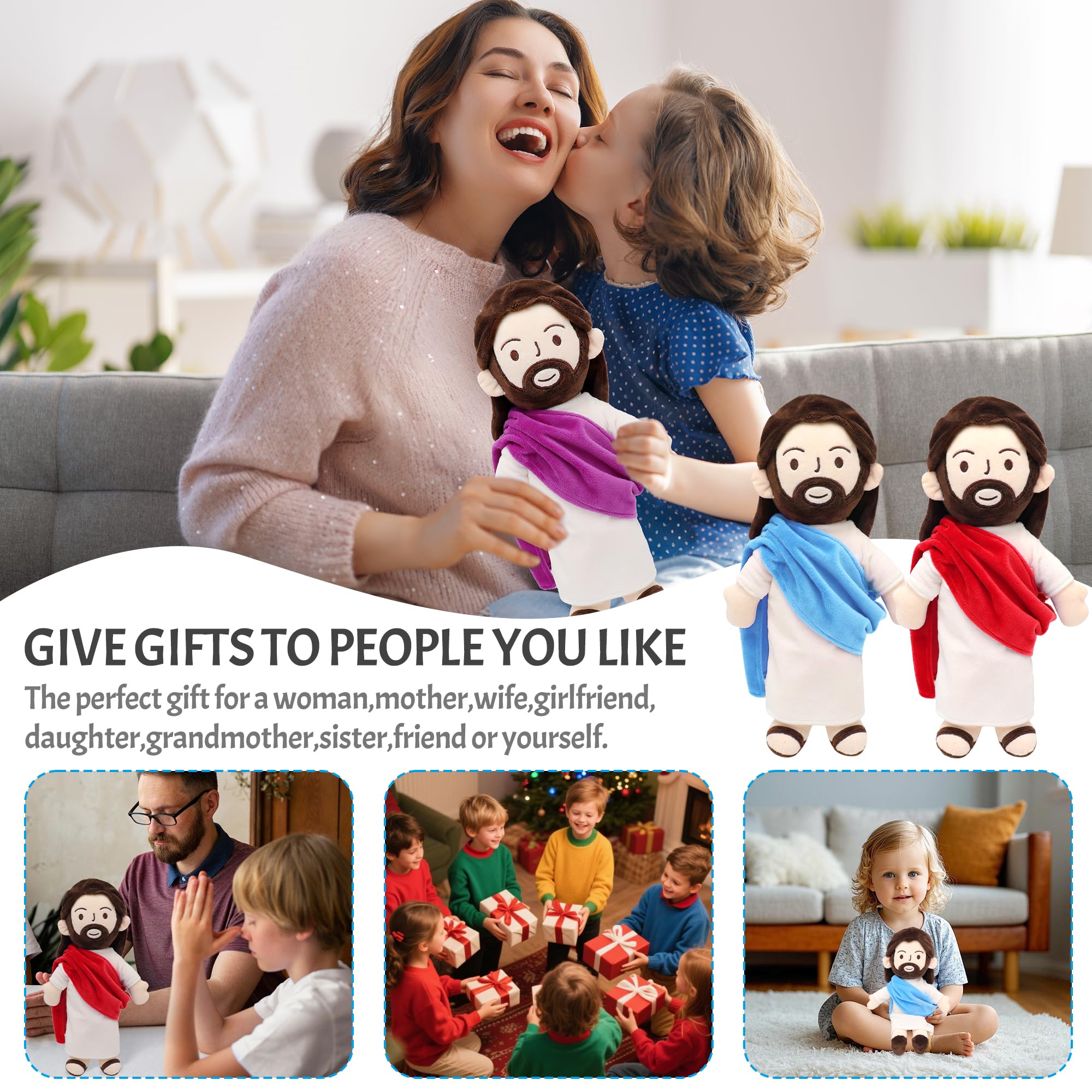 Yelakey Jesus plush 13inch Christmas decoration for festive displays.