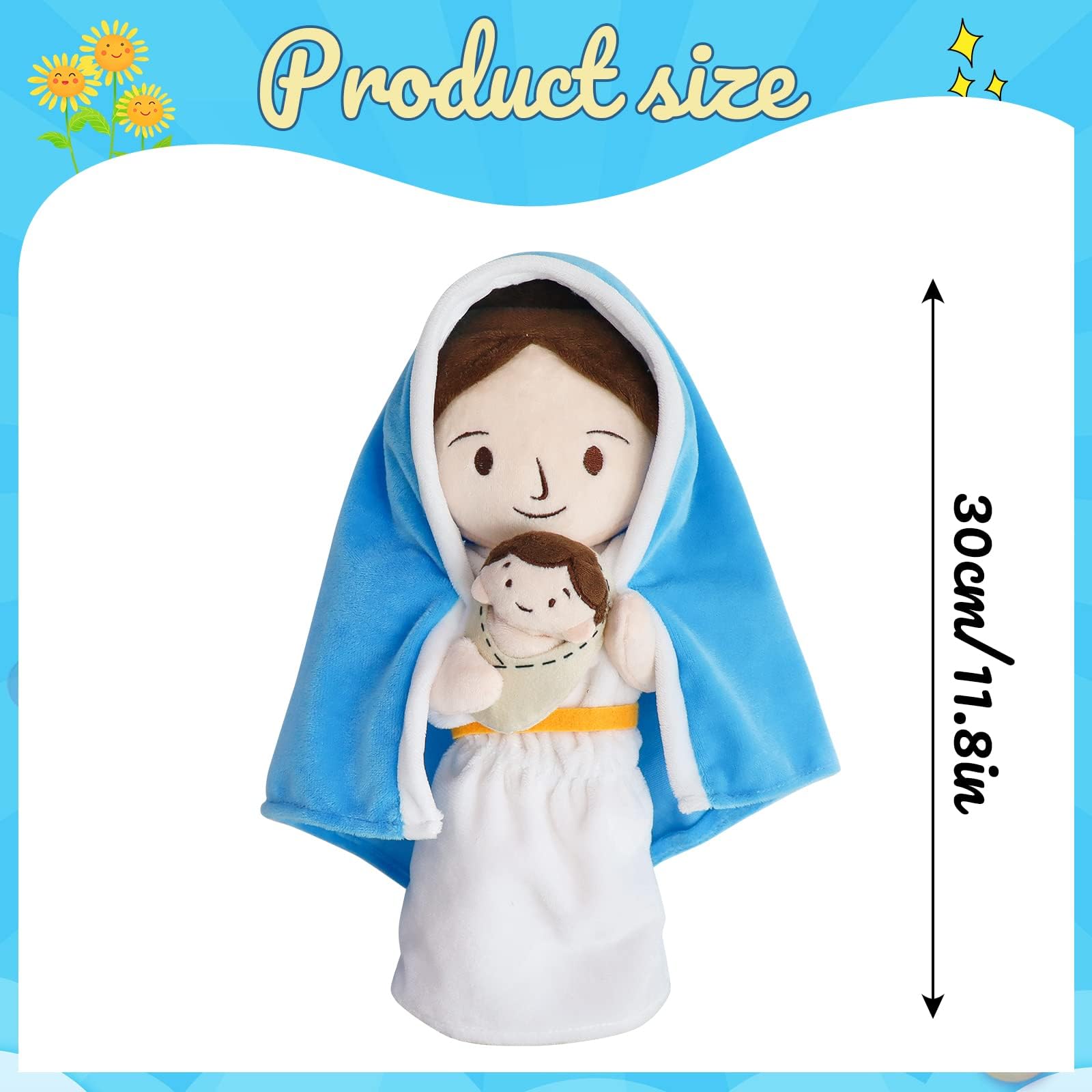 Yelakey Jesus plush bedtime companion offers a soft hug at night.