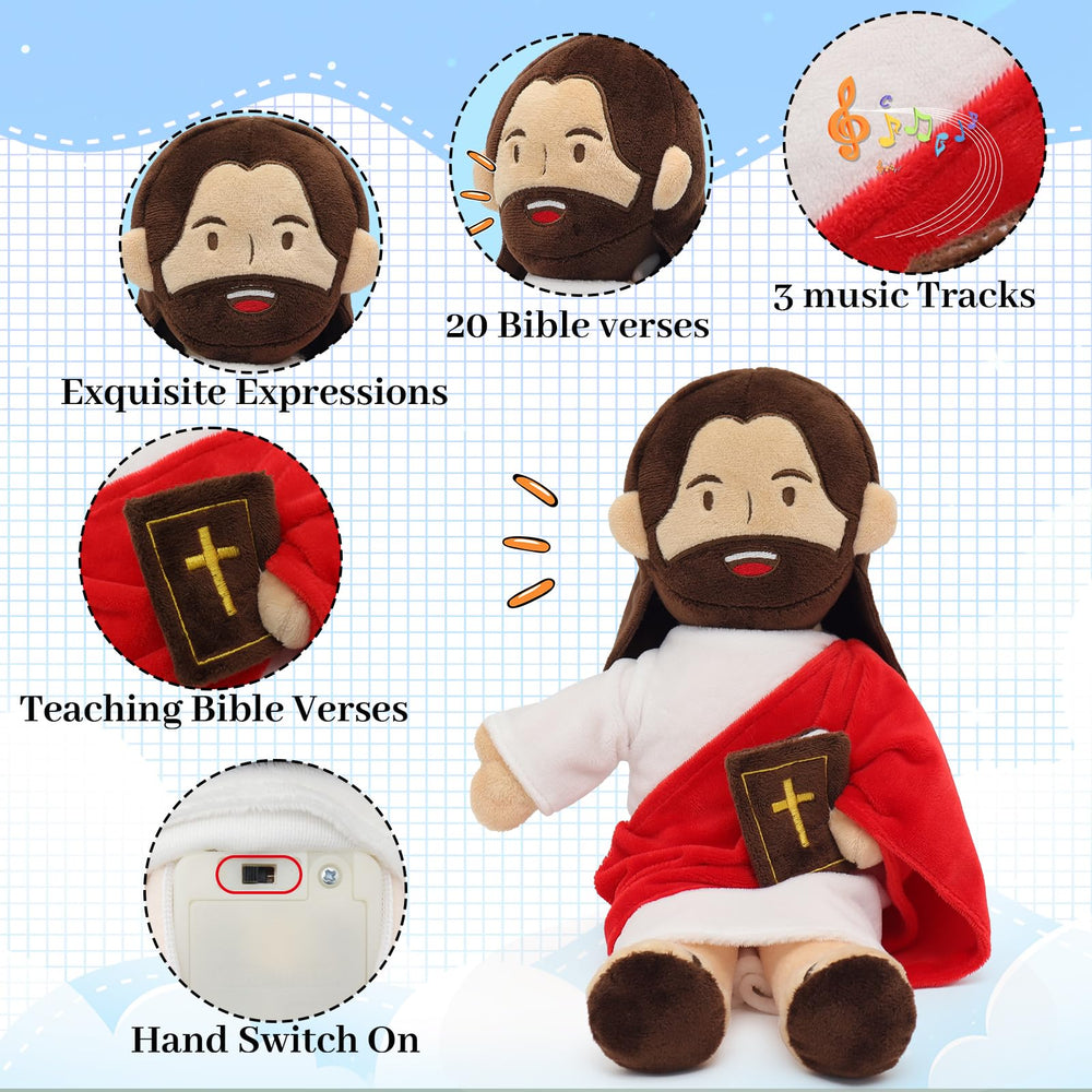 Yelakey Jesus Plush built-in verses and songs to encourage learning during play.