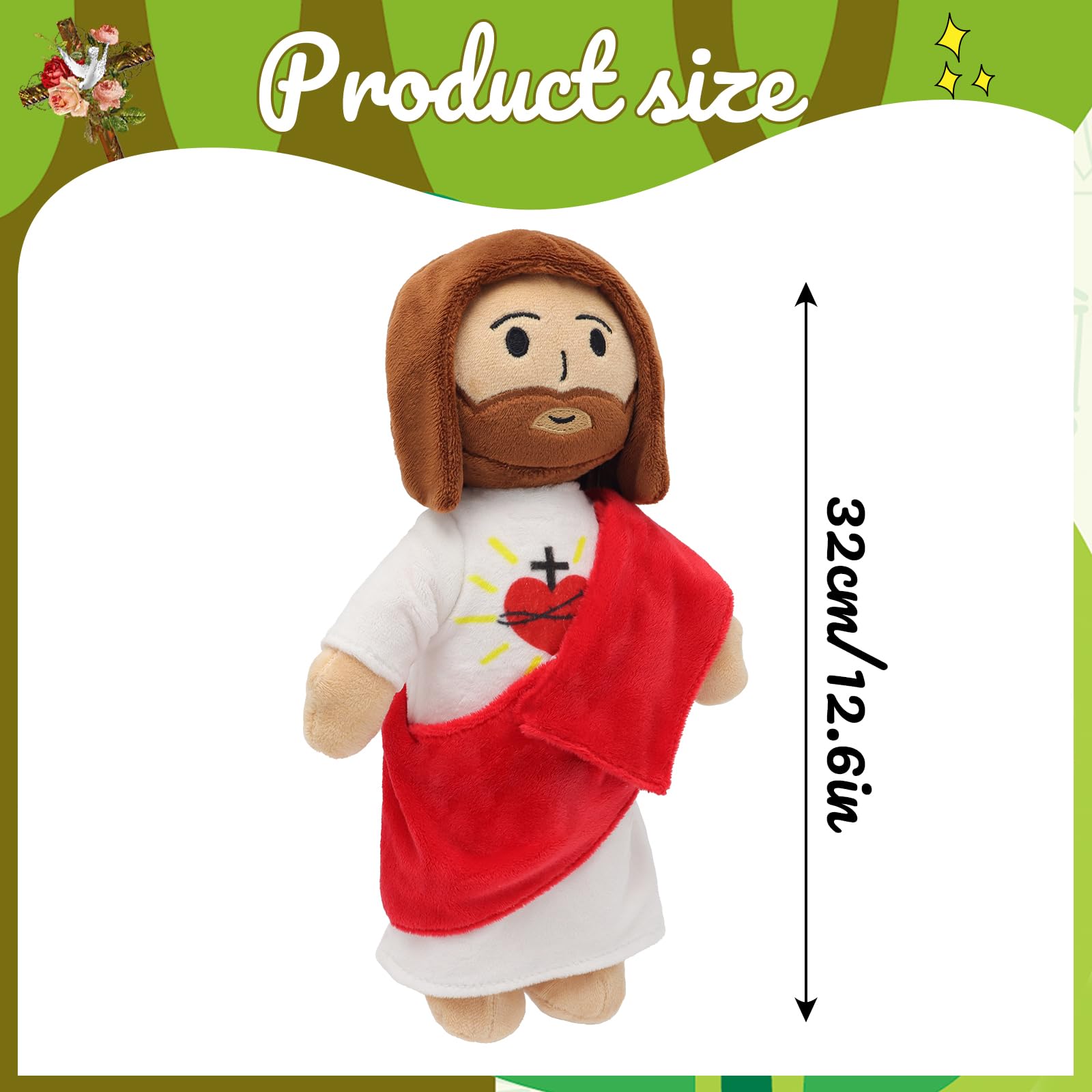 Yelakey Jesus plush doll with soft fabric ideal for bedtime prayers.