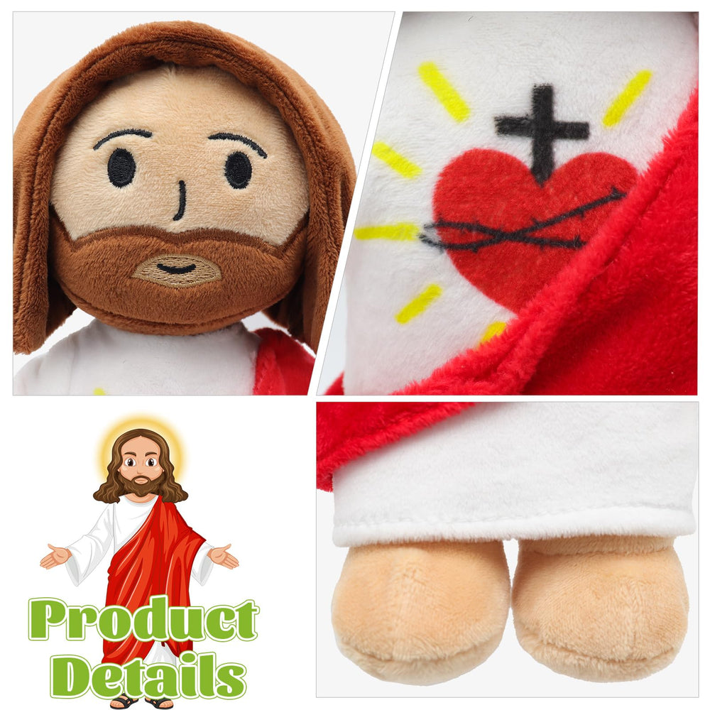 Yelakey Jesus plush features soft fabric for gentle play.