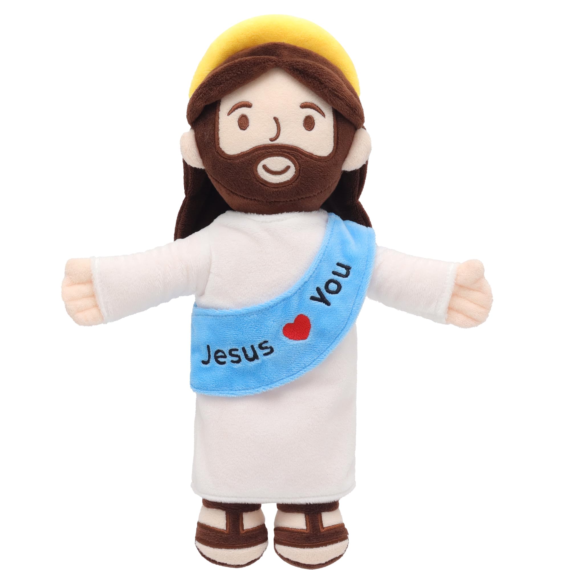 Yelakey Jesus Plush in a hugging pose for comforting hugs and joy