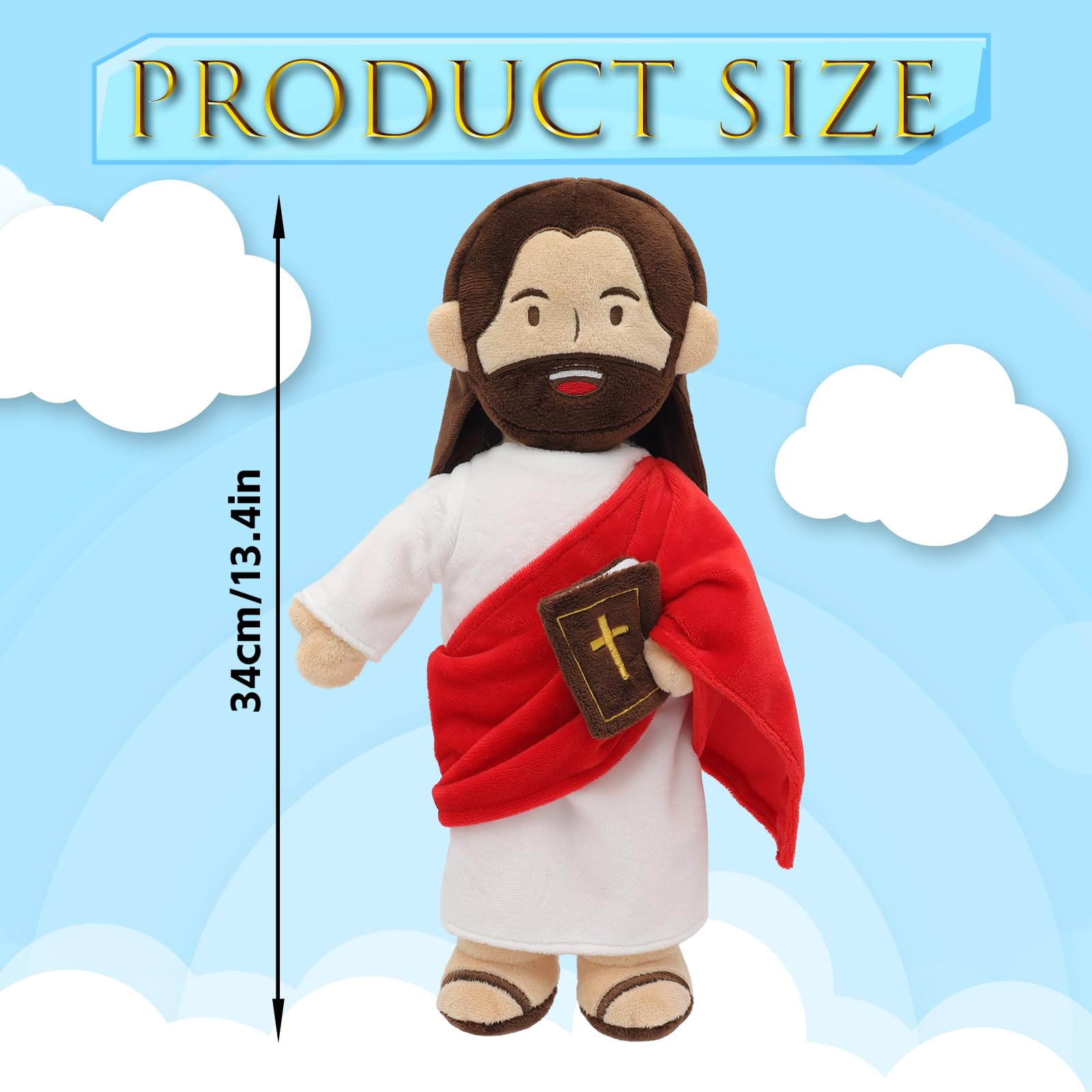 Yelakey Jesus Plush right-hand activation showing easy interactive listening for kids.