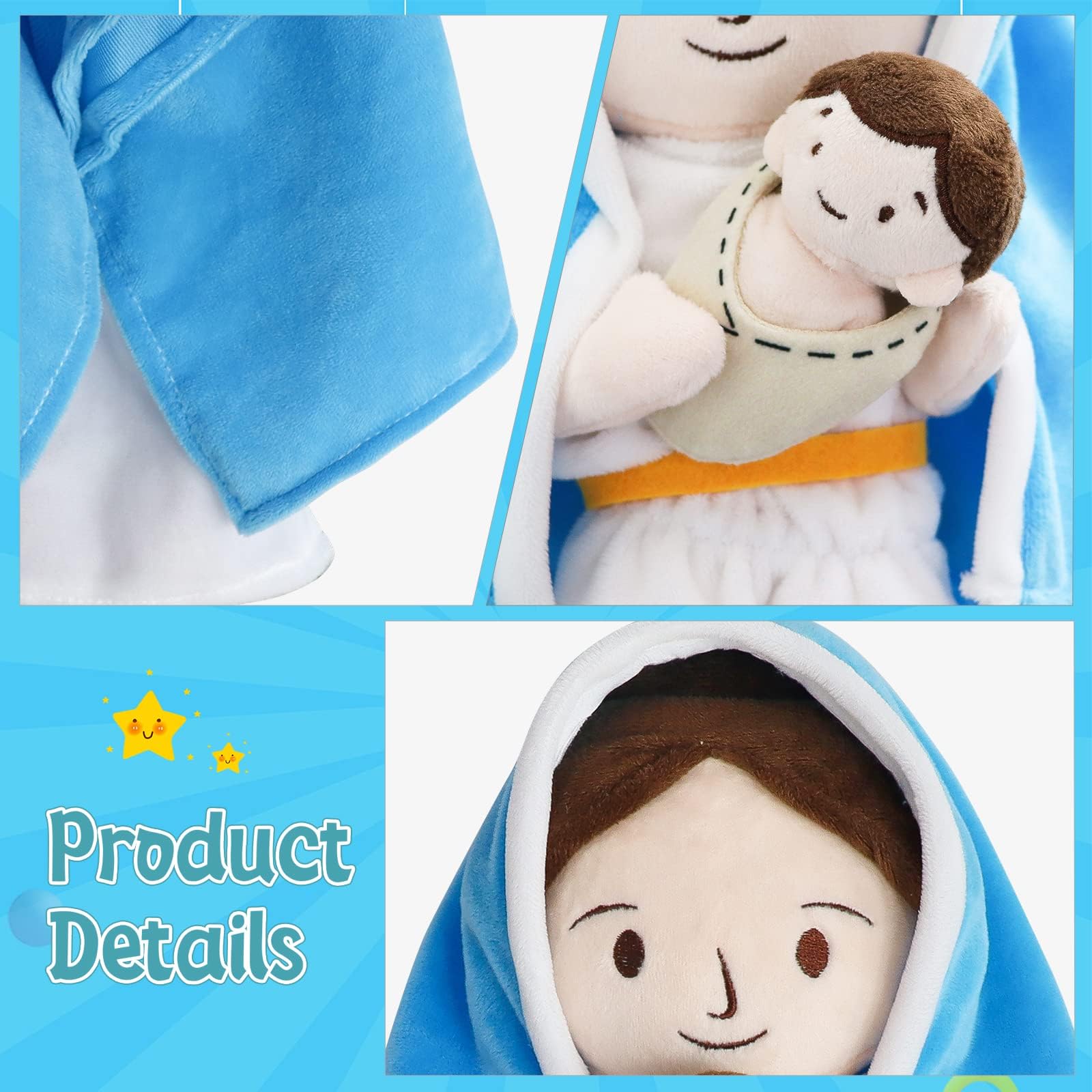 Yelakey Jesus plush is surface washable for quick cleanups after play.