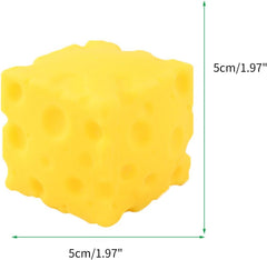 Yellow Cheese Squeeze Toy on desk to aid focus