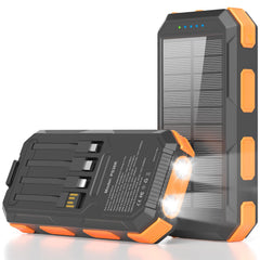 YELOMIN solar charger 38800mAh front view shows built-in cables for clutter-free charging.
