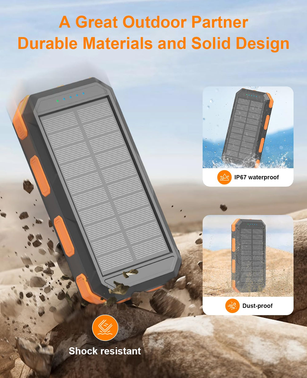 YELOMIN power bank with dual LED lights for night visibility and signaling.