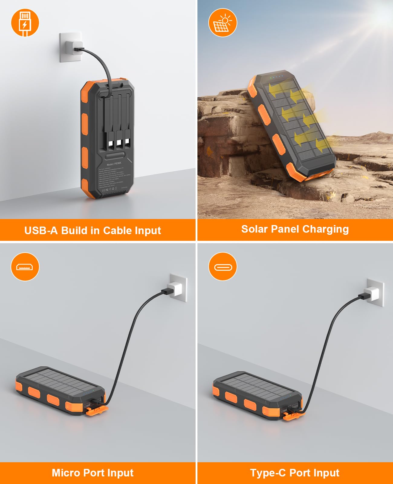 Solar panel charging action on the YELOMIN 38800mAh power bank outdoors.