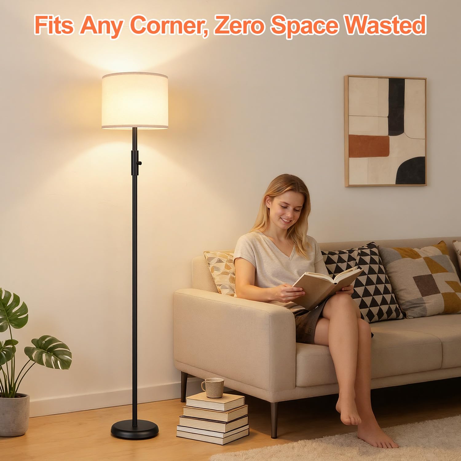 Yemela easy-assembly floor lamp saves setup time with simple, quick pole installation.