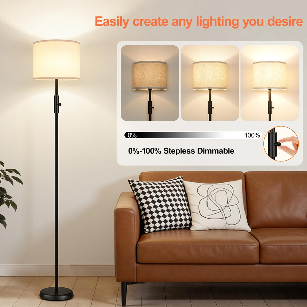 Yemela floor lamp in living room showcases modern style while delivering focused task lighting.