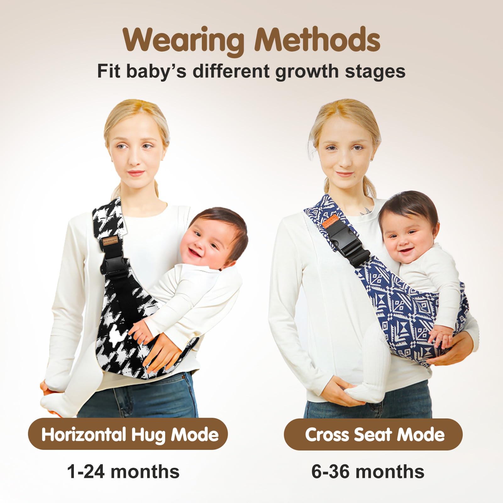 Yemyig Baby Sling Carrier adjustable shoulder straps for growing baby comfort.