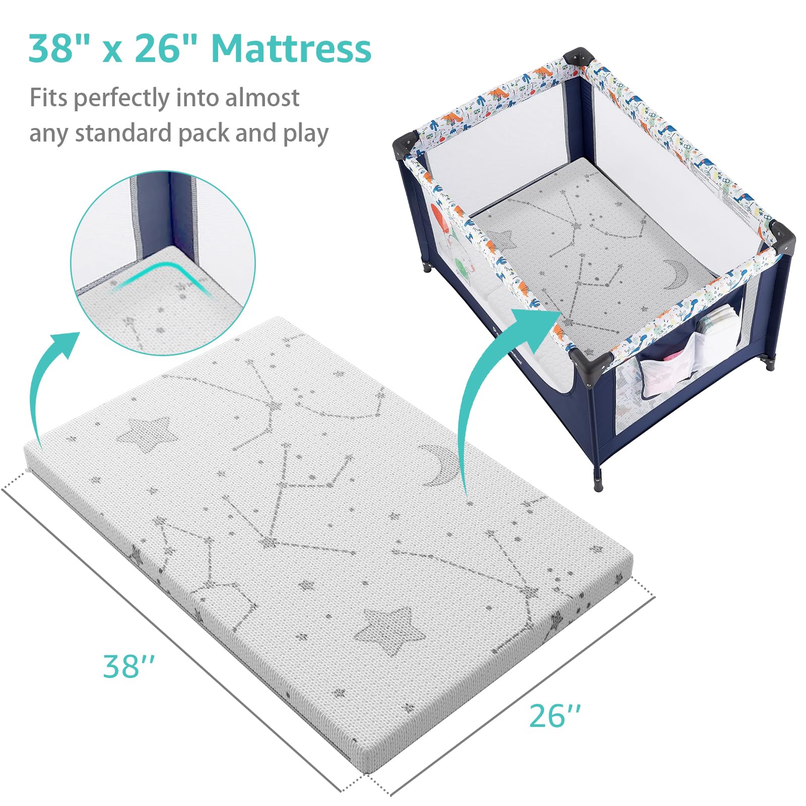 YENING CertiPUR-US foam core provides non-toxic comfort during supervised playtime.