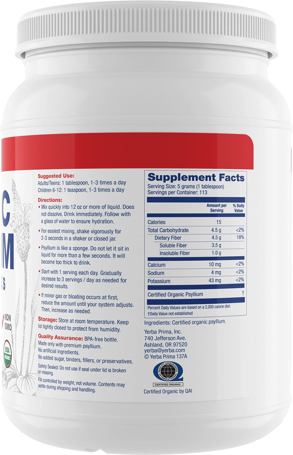 Yerba Prima brand packaging emphasizing premium whole-husk psyllium