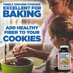 Yerba Prima Psyllium husks powder stirred into water for convenient fiber.