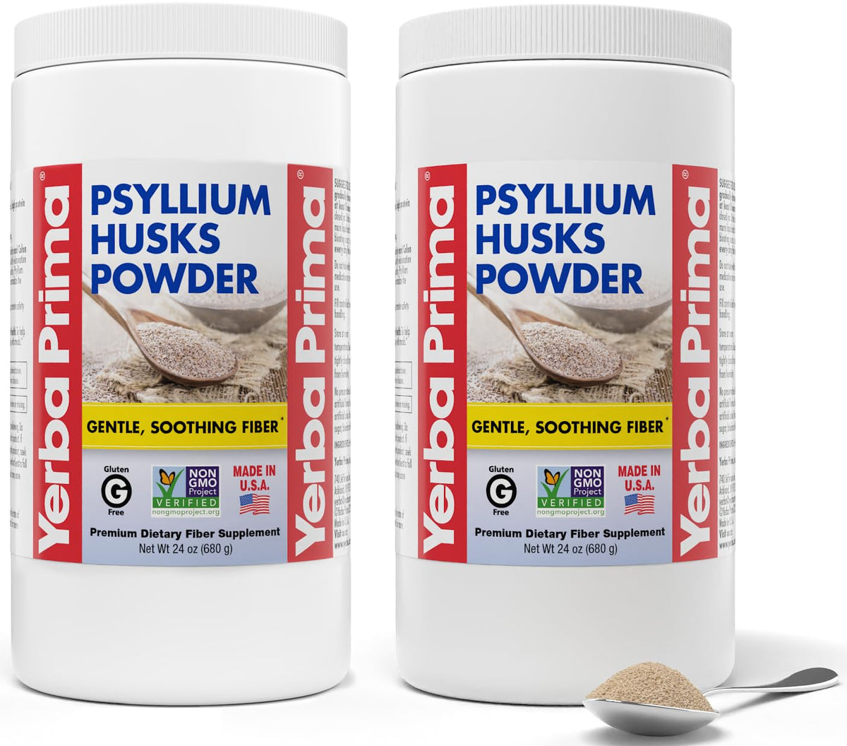 Yerba Prima psyllium husks powder pack of two for easy fiber intake and regularity.
