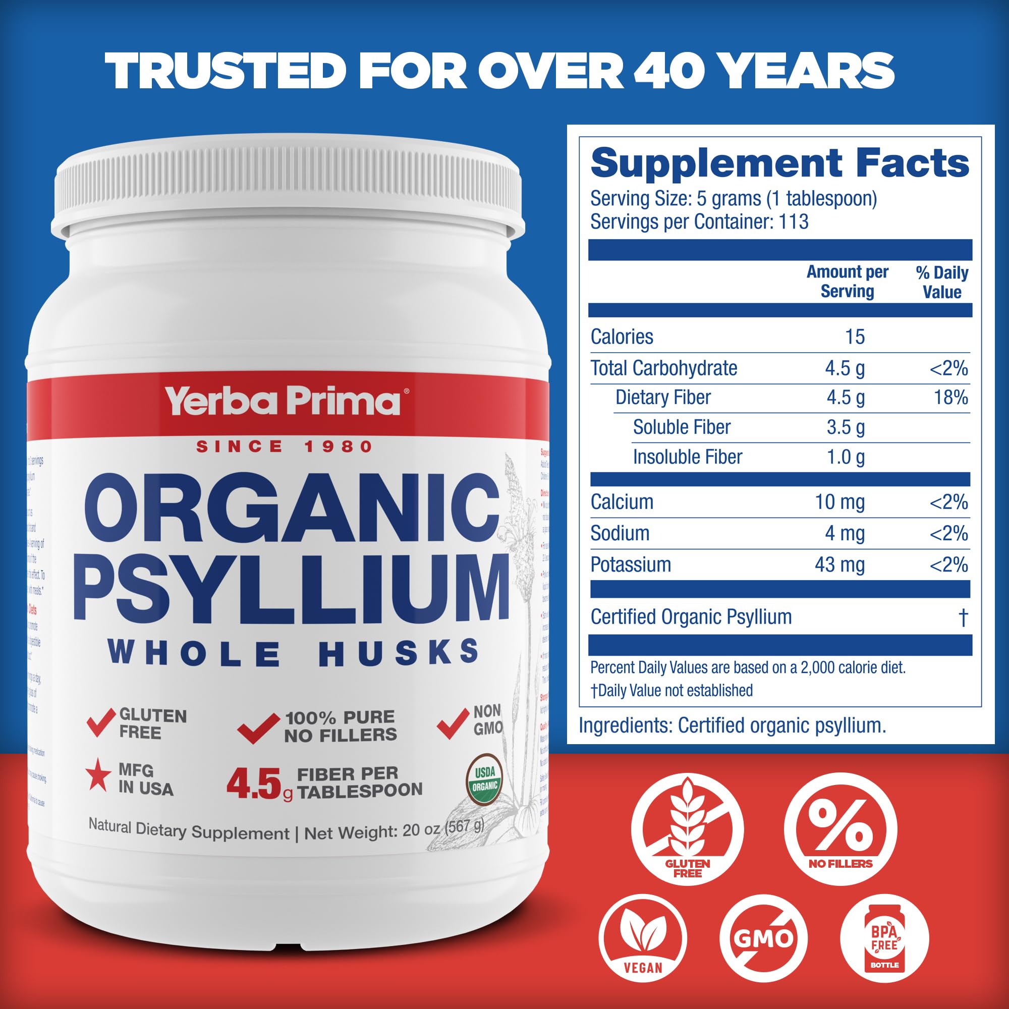 Yerba Prima psyllium being poured into a glass for convenient mixing