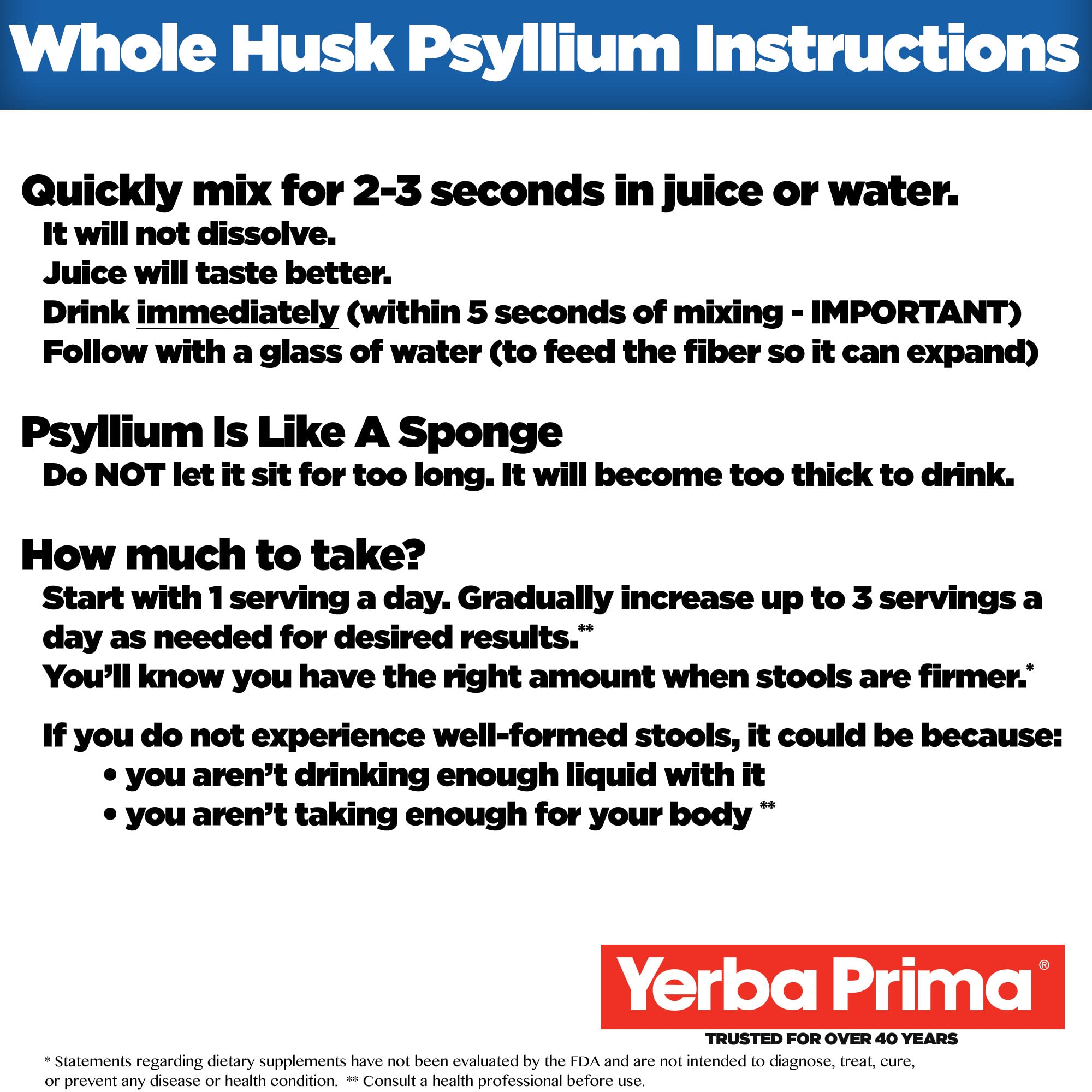 Yerba Prima psyllium being poured into juice for easy mixing