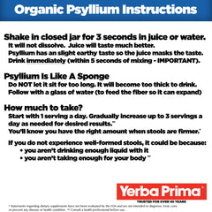 Yerba Prima psyllium scoop ready to measure fiber intake