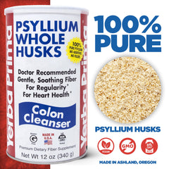 Yerba Prima psyllium jar with spoon for precise measuring