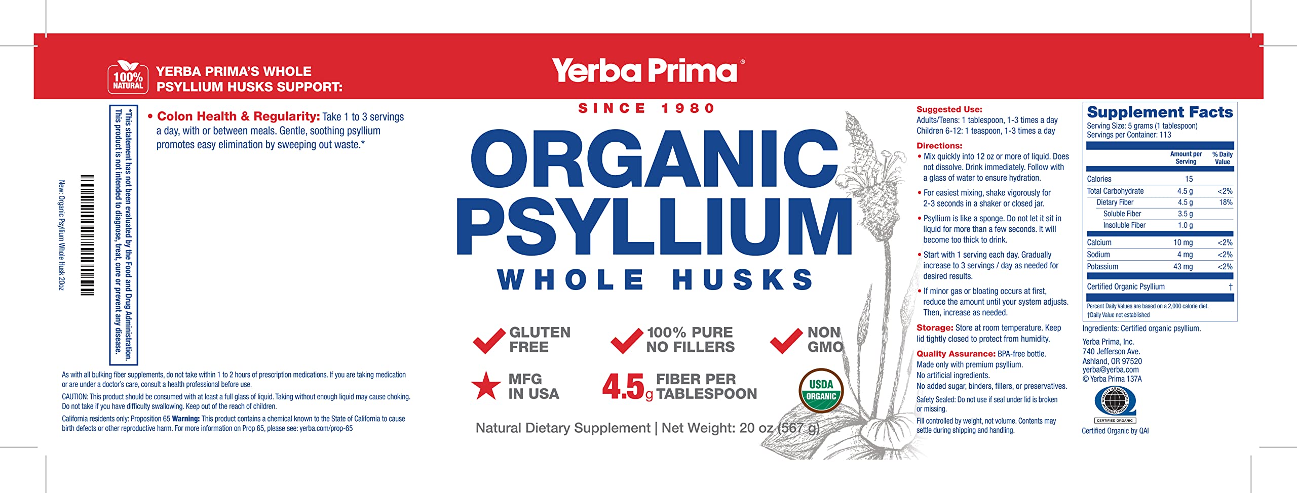 Yerba Prima vegan badge indicating plant-based fiber option