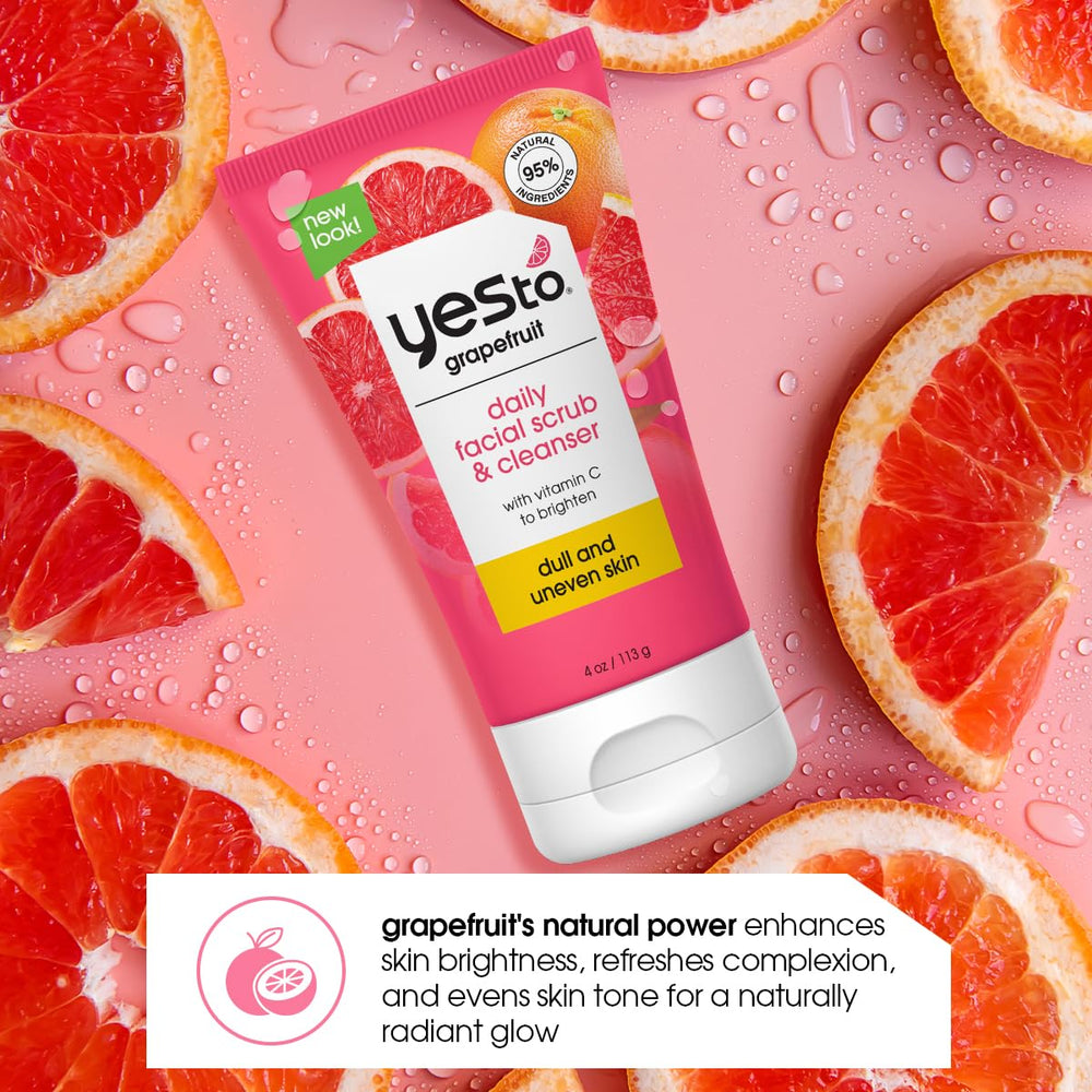 Yes To Grapefruit scrub packaging highlights vegan cruelty-free status