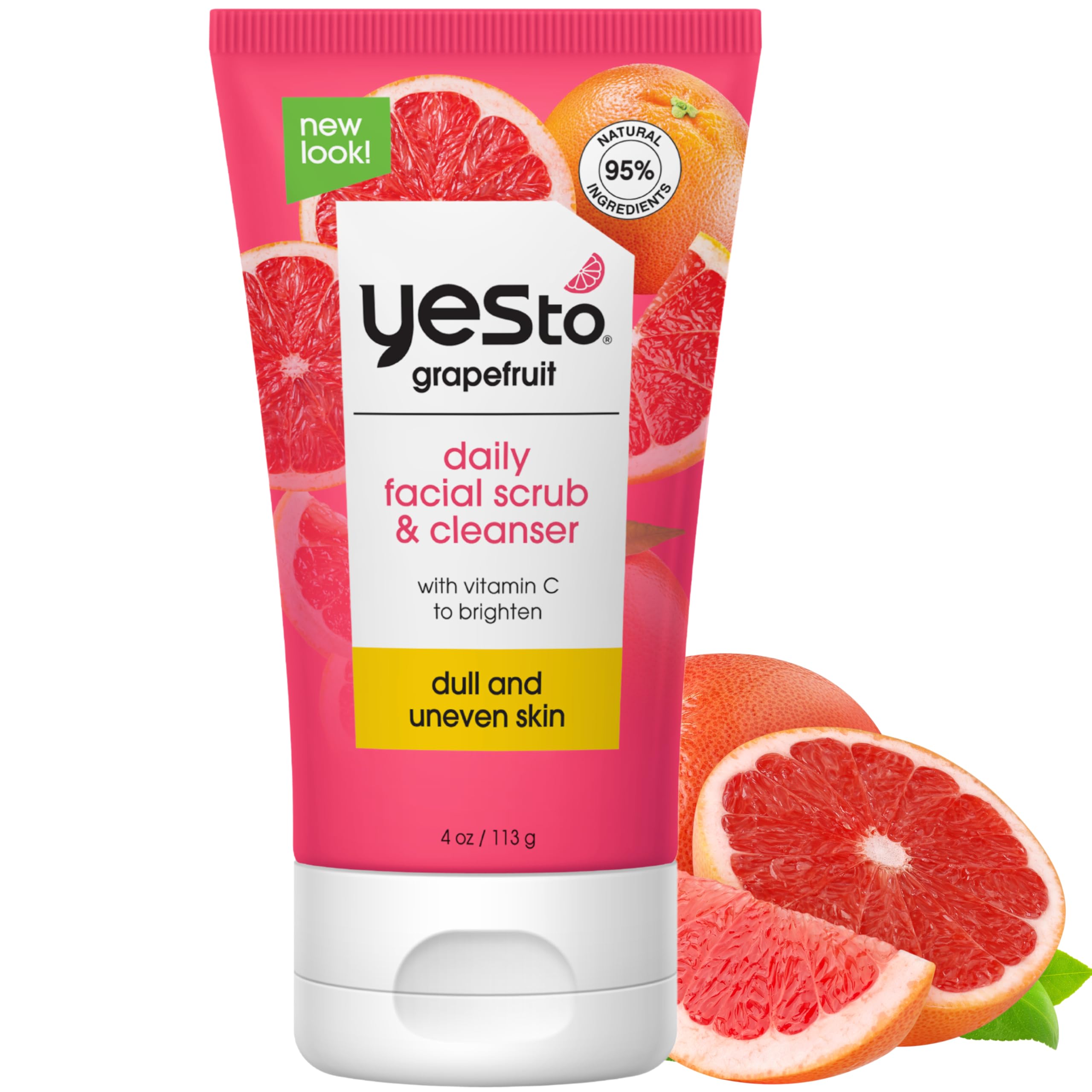 Yes To Grapefruit Daily Scrub packaging front signaling vibrant cleansing