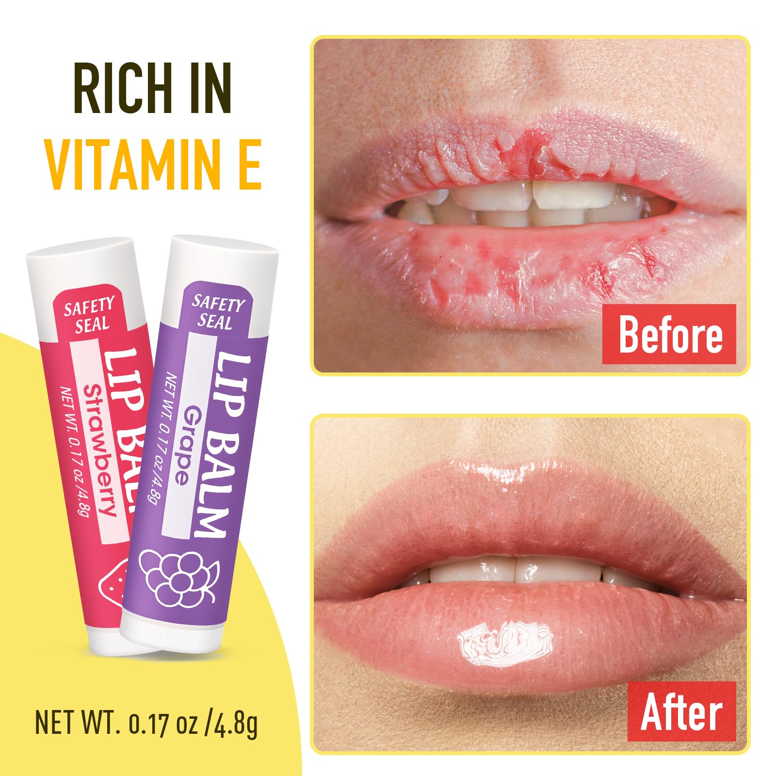 YesBes watermelon flavor lip balm keeps lips moisturized during travel.