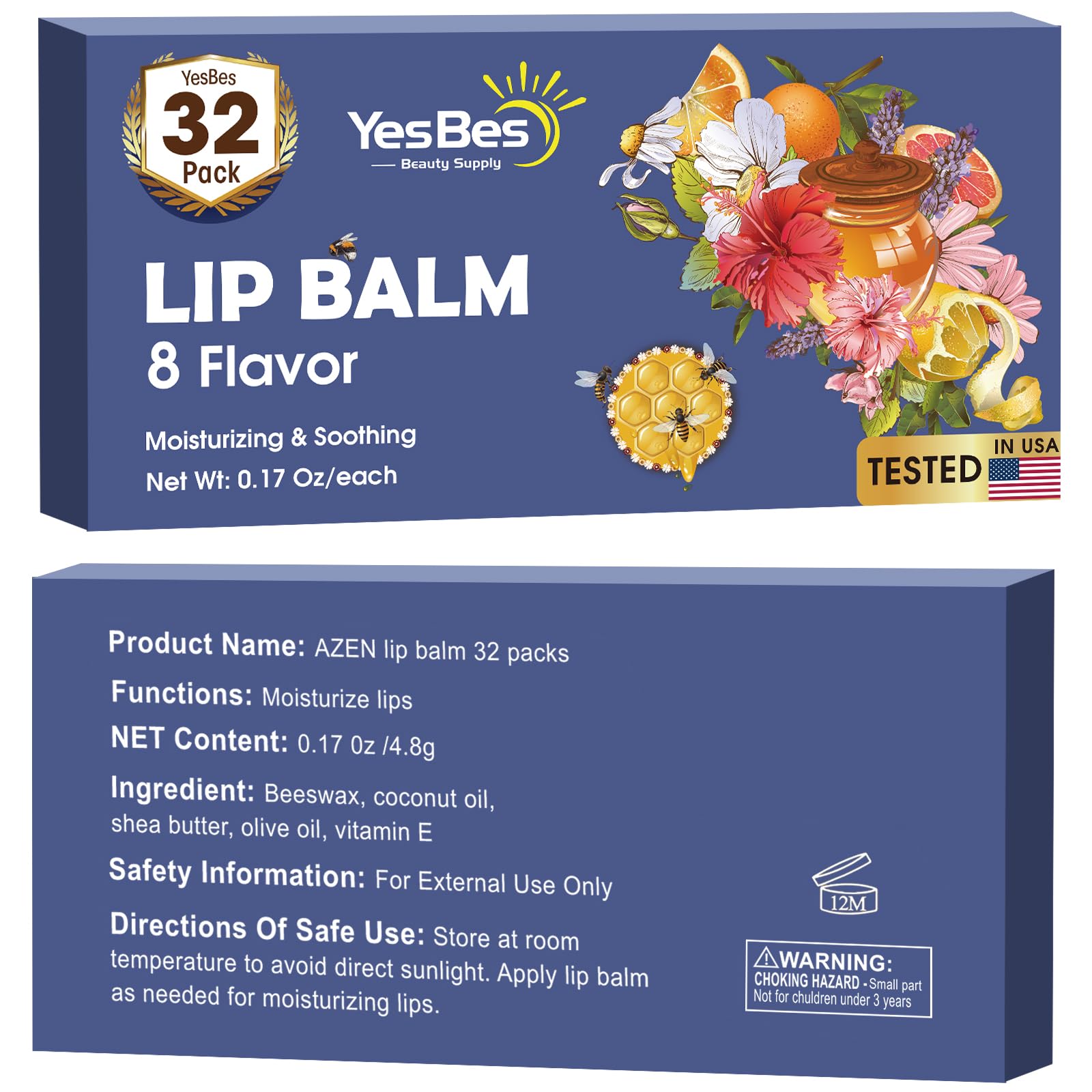 YesBes lip balm bulk collection shows 32 tubes, ideal gift option