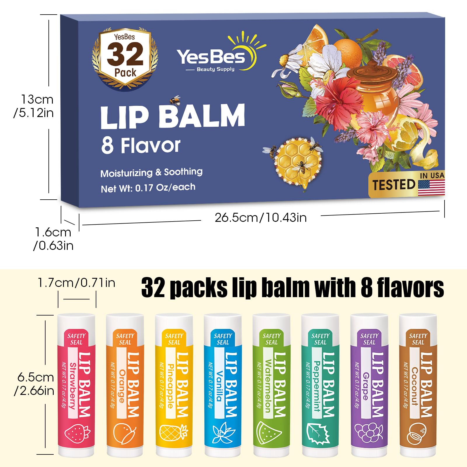 YesBes lip balm strawberry tube nourishes lips with fruity aroma